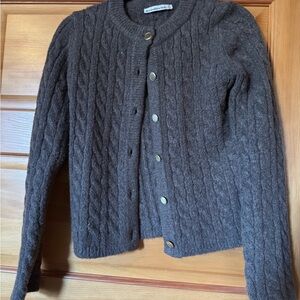 Abercrombie & Fitch Dark Brown Cable-Knit Button Cardigan